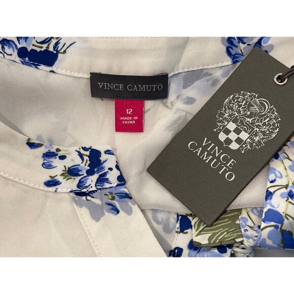 Vince Camuto Chiffon Asymmetrical Ruffle Button Front Dress Sz 12 in Ivory NWT - Picture 6 of 7